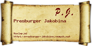 Presburger Jakobina névjegykártya